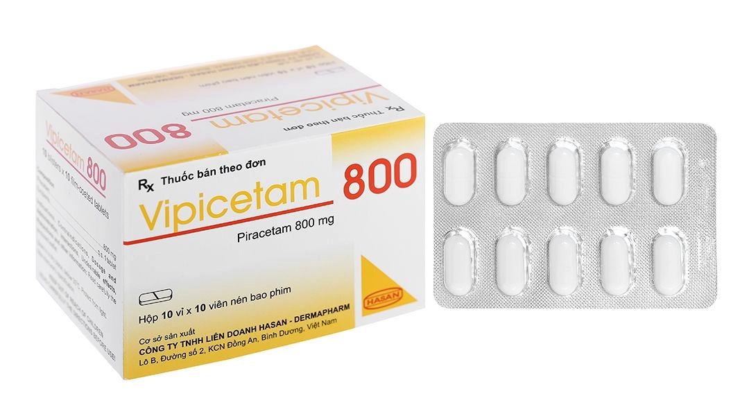 Thuốc tuần hoàn máu não, cải thiện trí nhớ Vipicetam 800 hộp 10 vỉ x 10 viên