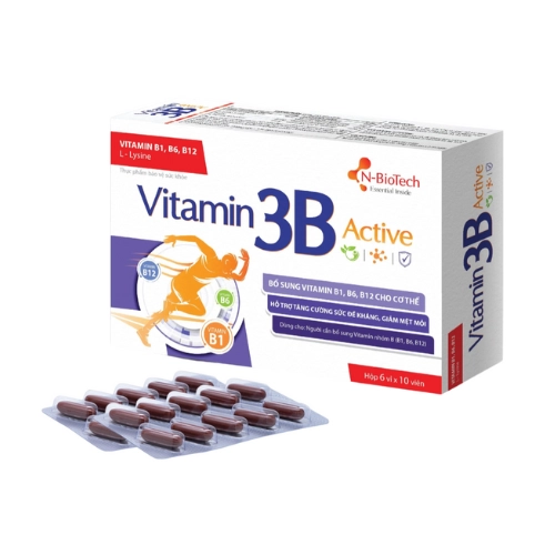 Bổ sung vitamin B, tăng cường đề kháng Vitamin 3B Active N-BioTech hộp 6 vỉ x 10 viên