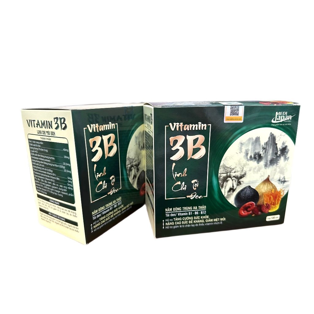 Viên uống bồi bổ cơ thể Vitamin 3B Linh Chi Tỏi Đen hộp 100 viên