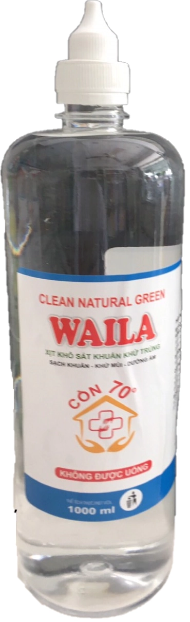 Xịt khô sát khuẩn khử trùng Cồn 70 độ WAILA (không vòi xịt) chai 1000ml