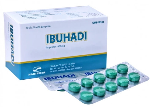 Thuốc giảm đau, kháng viêm IBUHADI 400mg Hadiphar hộp 10 vỉ x 10 viên nén bao phim
