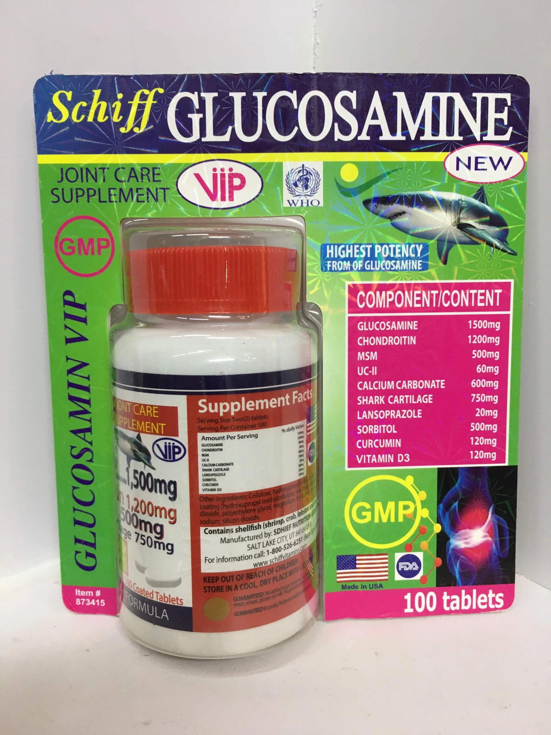 Viên uống hỗ trợ điều trị thoái hóa khớp Schiff Glucosamine 1500mg NEW VIP lọ 100 viên