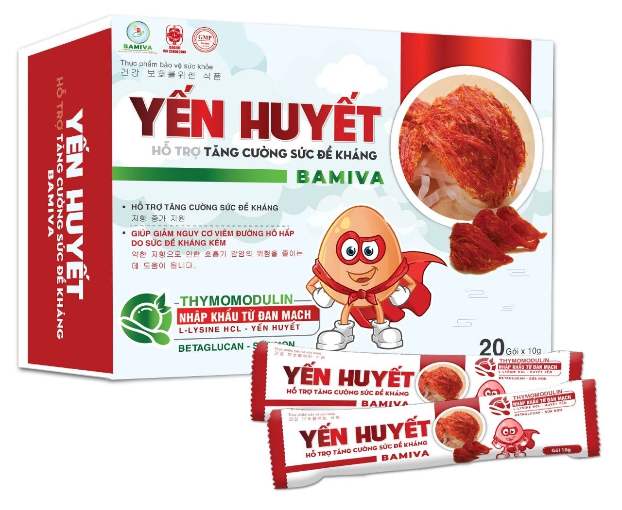 Hỗ trợ tăng cường sức đề kháng Yến Huyết Bamiva hộp 20 gói x 10g