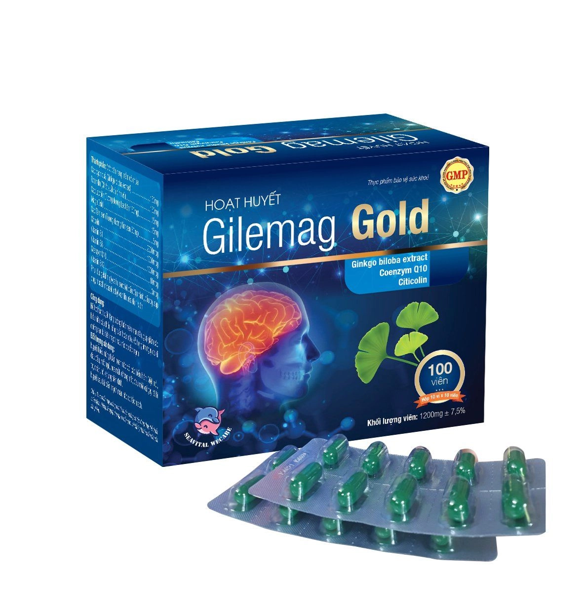 Viên bổ não Hoạt Huyết Gilemag Gold hộp 10 vỉ x 10 viên