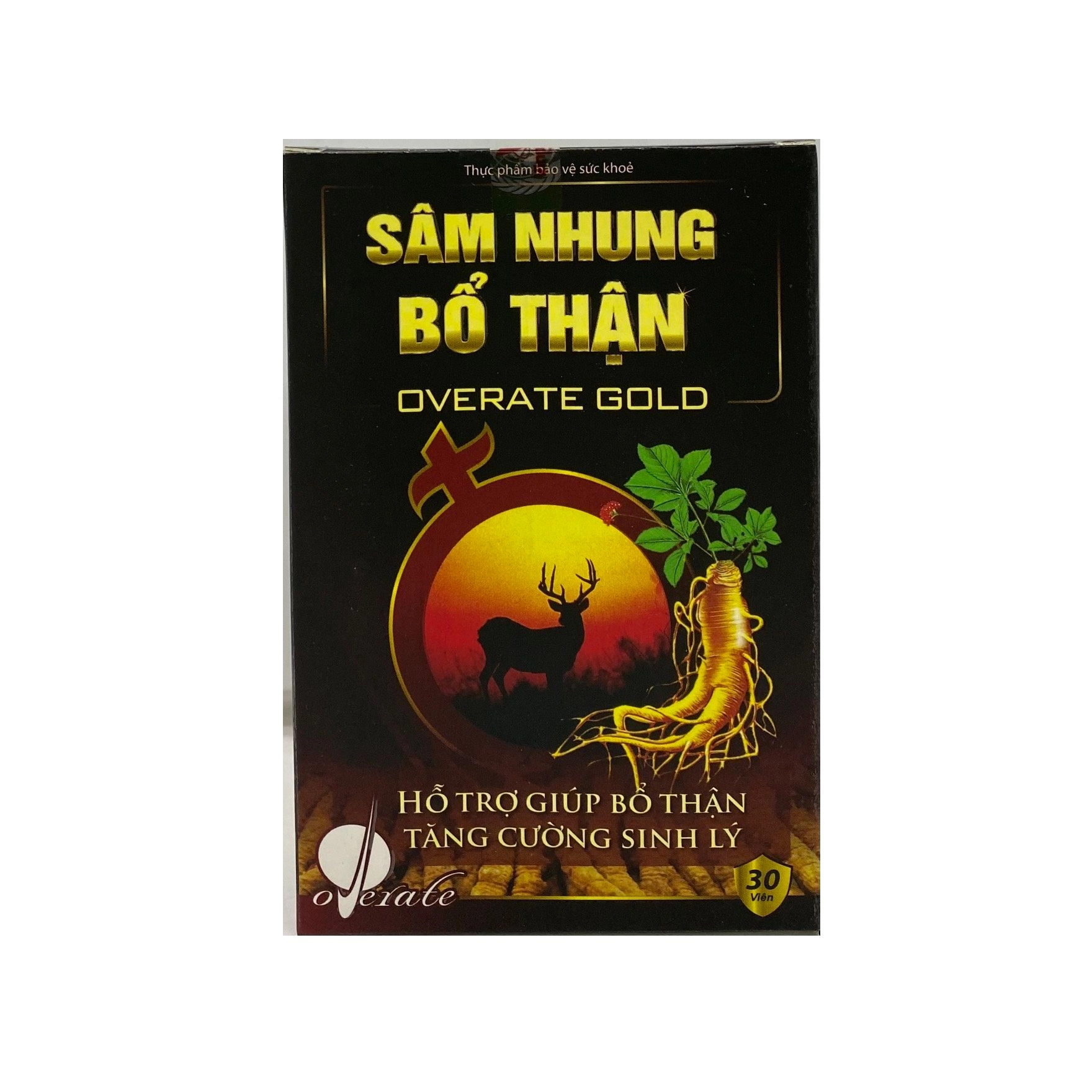 Hỗ trợ giúp bổ thận tăng cường sinh lý Sâm Nhung Bổ Thận Overate Gold hộp 1 lọ 30 viên