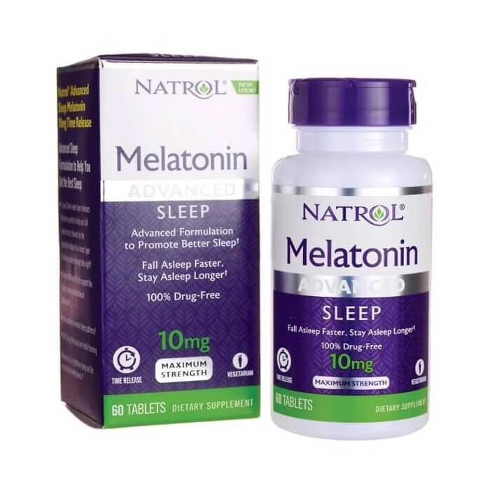 Viên uống cải thiện giấc ngủ Natrol Melatonin Advanced Sleep 10mg hộp 1 lọ 60 viên