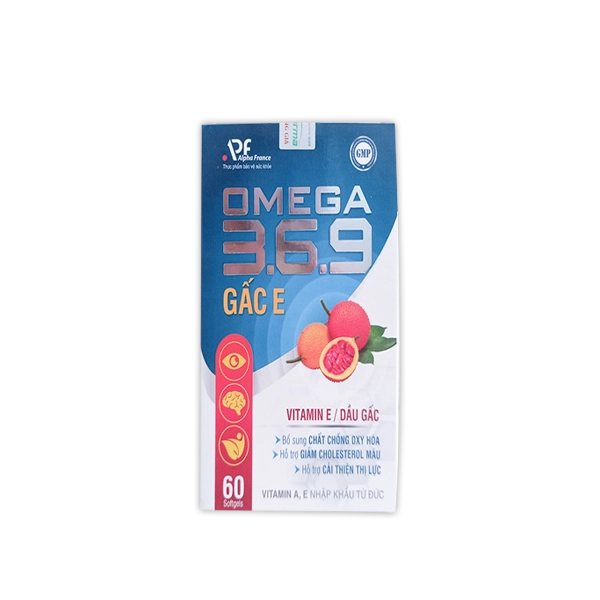 Viên uống bổ sung chất chống oxy hóa, tốt cho mắt Omega 3.6.9 Gấc E (Alpha France) hộp 1 lọ 60 viên