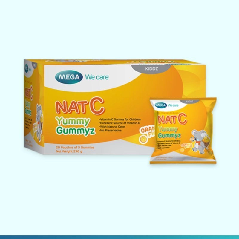 Kẹo dẻo bổ sung vitamin C Nat C Yummy Gummyz hộp 20 gói x 5 viên