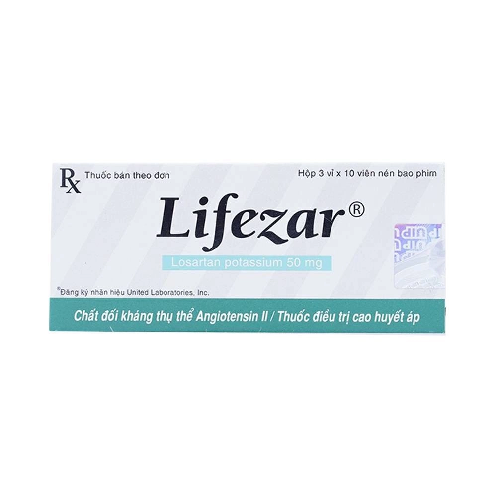 Thuốc trị tăng huyết áp Lifezar hộp 3 vỉ x 10 viên nén bao phim