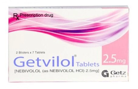 Thuốc điều trị tăng huyết áp Getvilol Tablets Nebivolol 2.5mg hộp 2 vỉ x 7 viên nén