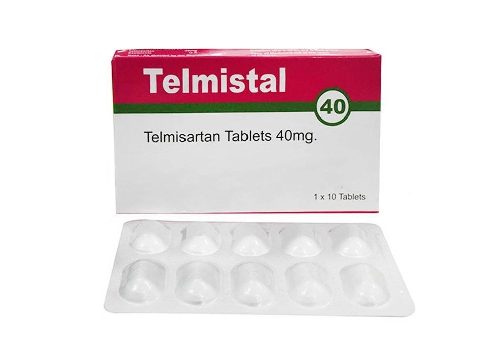 Thuốc điều trị cao huyết áp Telmistal Telmisartan 40mg hộp 1 vỉ x 10 viên nén