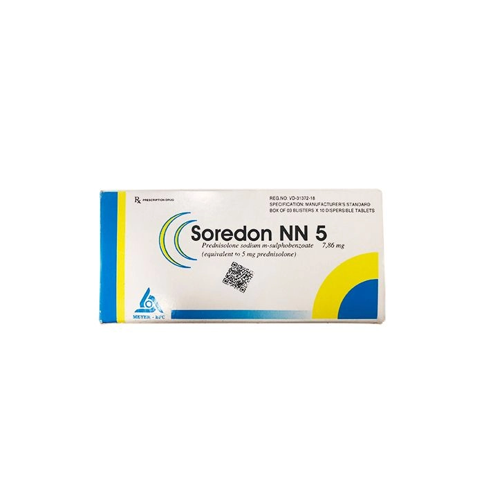Thuốc kháng viêm Soredon NN 5 hộp 3 vỉ x 10 viên nén phân tán trong nước