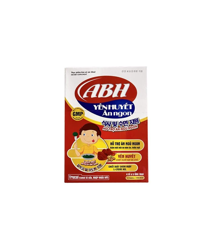 Hỗ trợ ăn ngủ ngon ABH Yến Huyết Ăn Ngon hộp 4 vỉ x 5 ống x 10ml