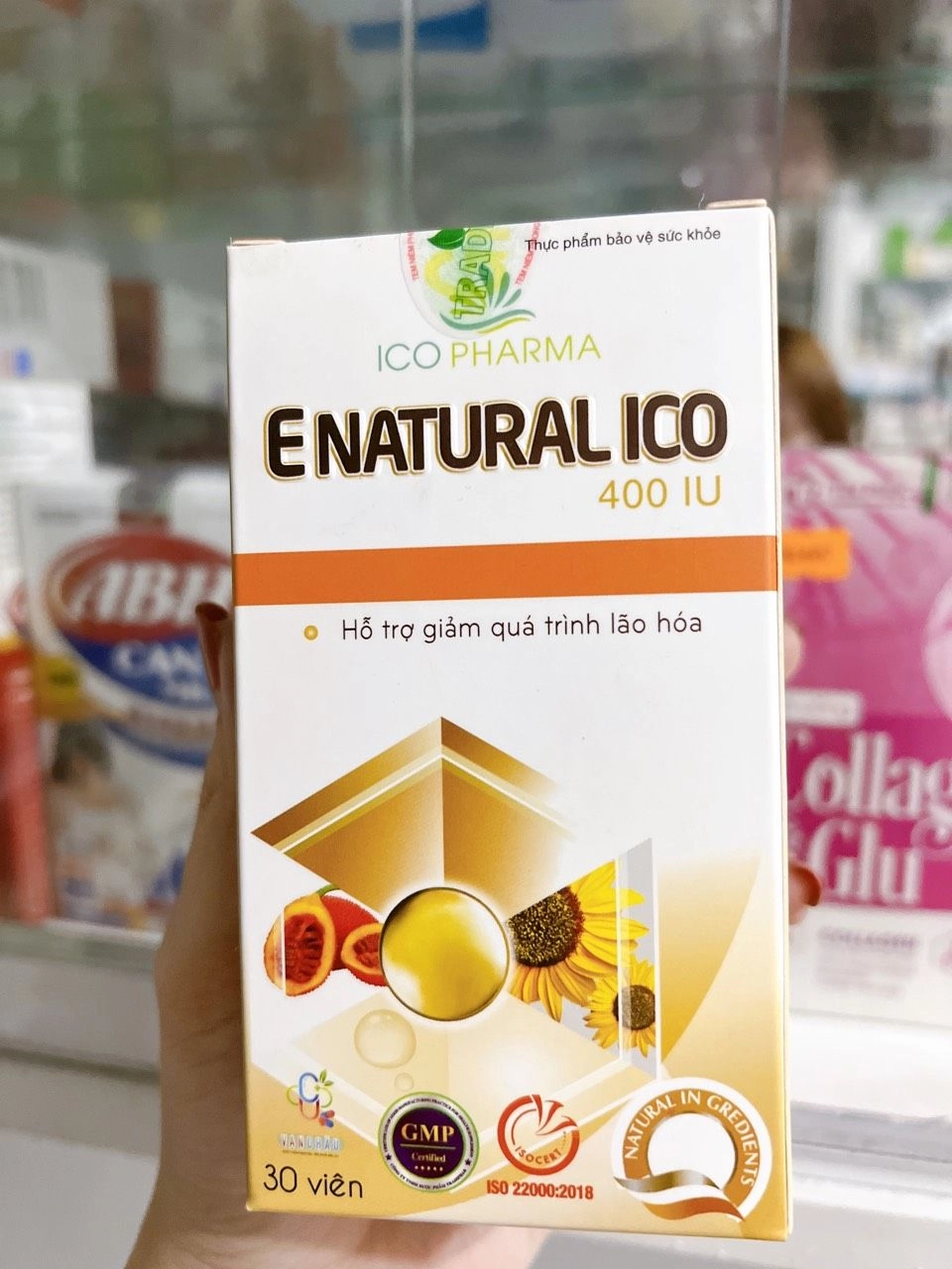 Hỗ trợ giảm quá trình lão hóa E Natural ICO 400 IU hộp 1 lọ 30 viên nang mềm
