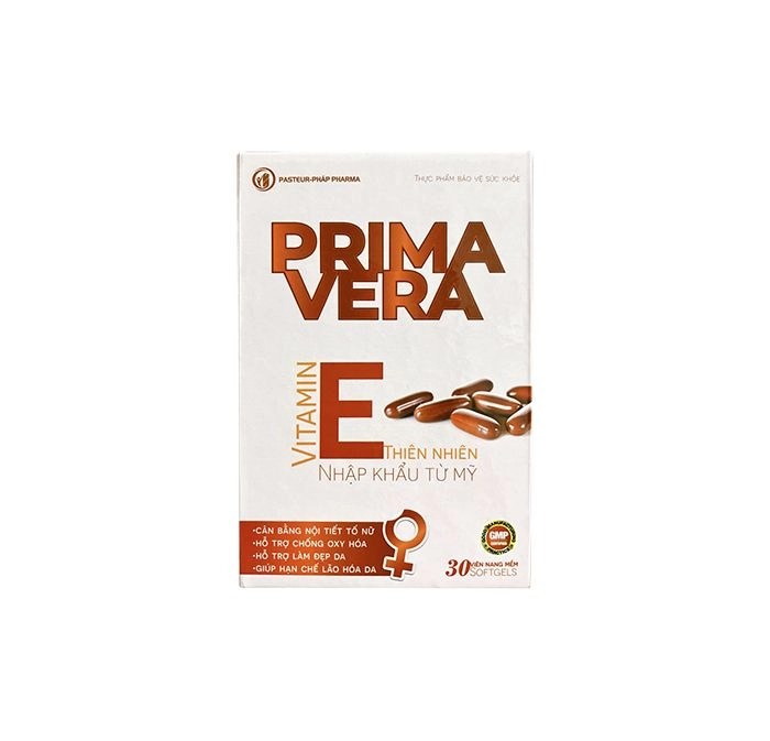 Cân bằng nội tiết tố nữ, làm đẹp da PRIMAVERA Vitamin E hộp 1 lọ 30 viên nang mềm