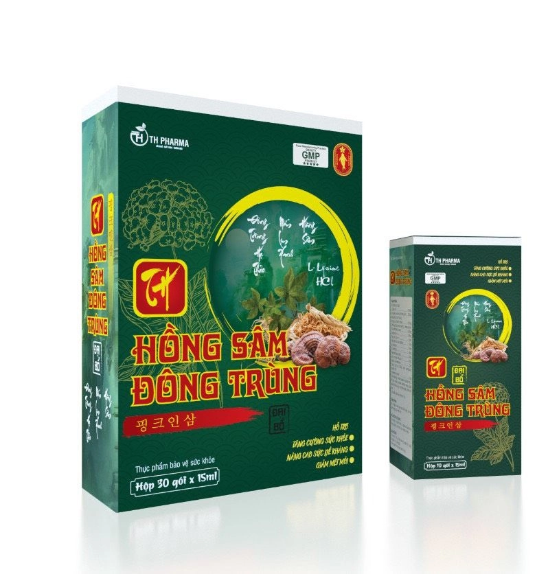 Hỗ trợ tăng cường sức khỏe, nâng cao sức đề kháng Hồng Sâm Đông Trùng (TH Pharma) hộp 30 gói x 15ml