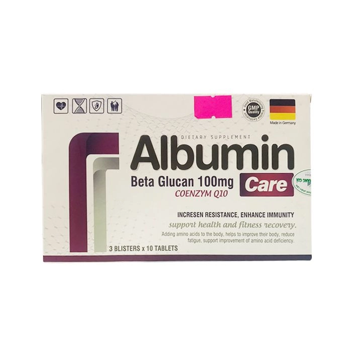 Giúp tăng sức đề kháng Albumin Care (Nhập khẩu Đức) hộp 3 vỉ x 10 viên nén