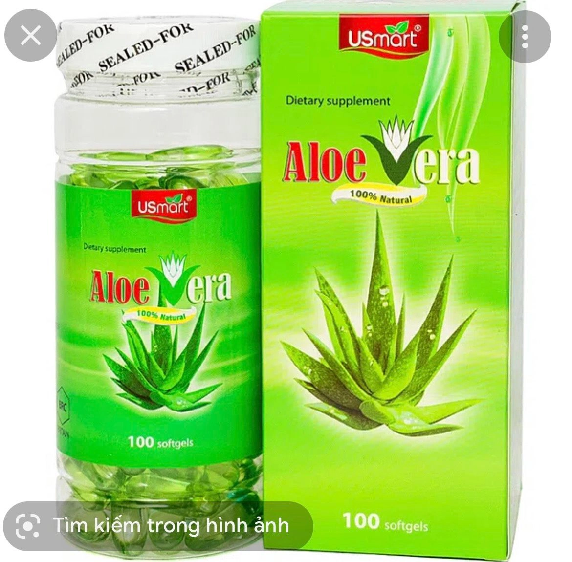 Hỗ trợ hạn chế lão hóa, dưỡng ẩm cho da Aloe Vera USmart hộp 1 lọ 100 viên nang mềm