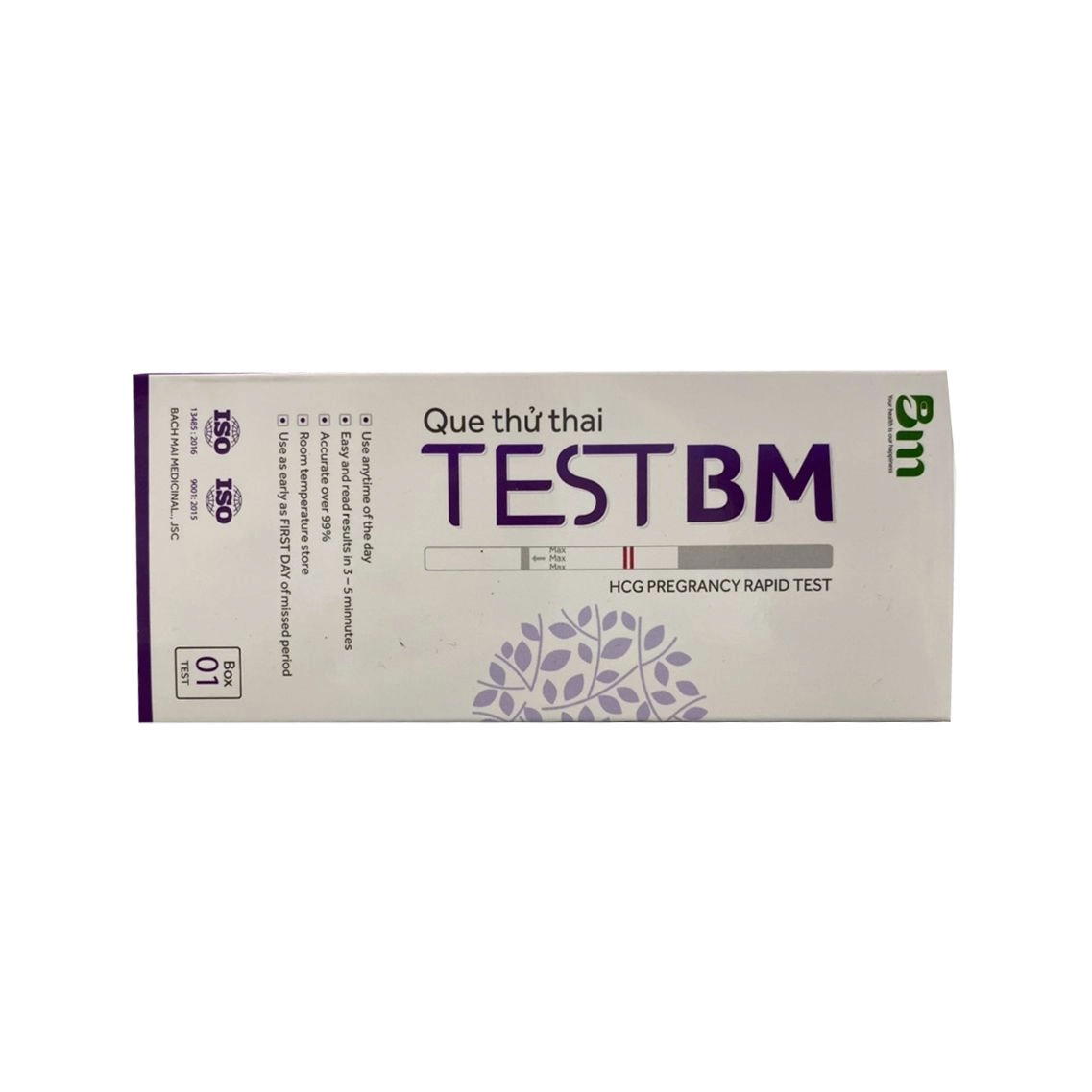 Que thử thai TEST BM HCG Pregrancy Rapid Test hộp 1 cái