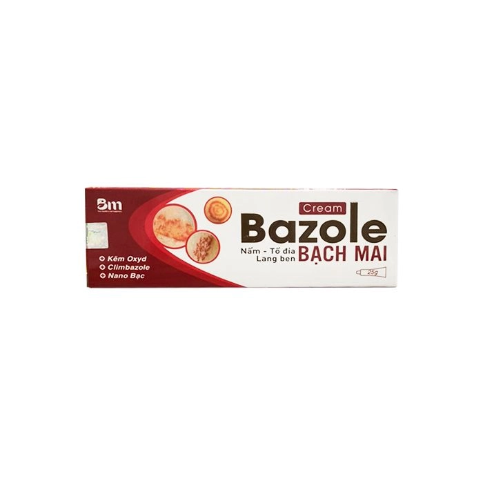 Kem bôi trị nấm, tổ đỉa, lang ben Cream Bazole Bạch Mai hộp 1 tuýp 25g