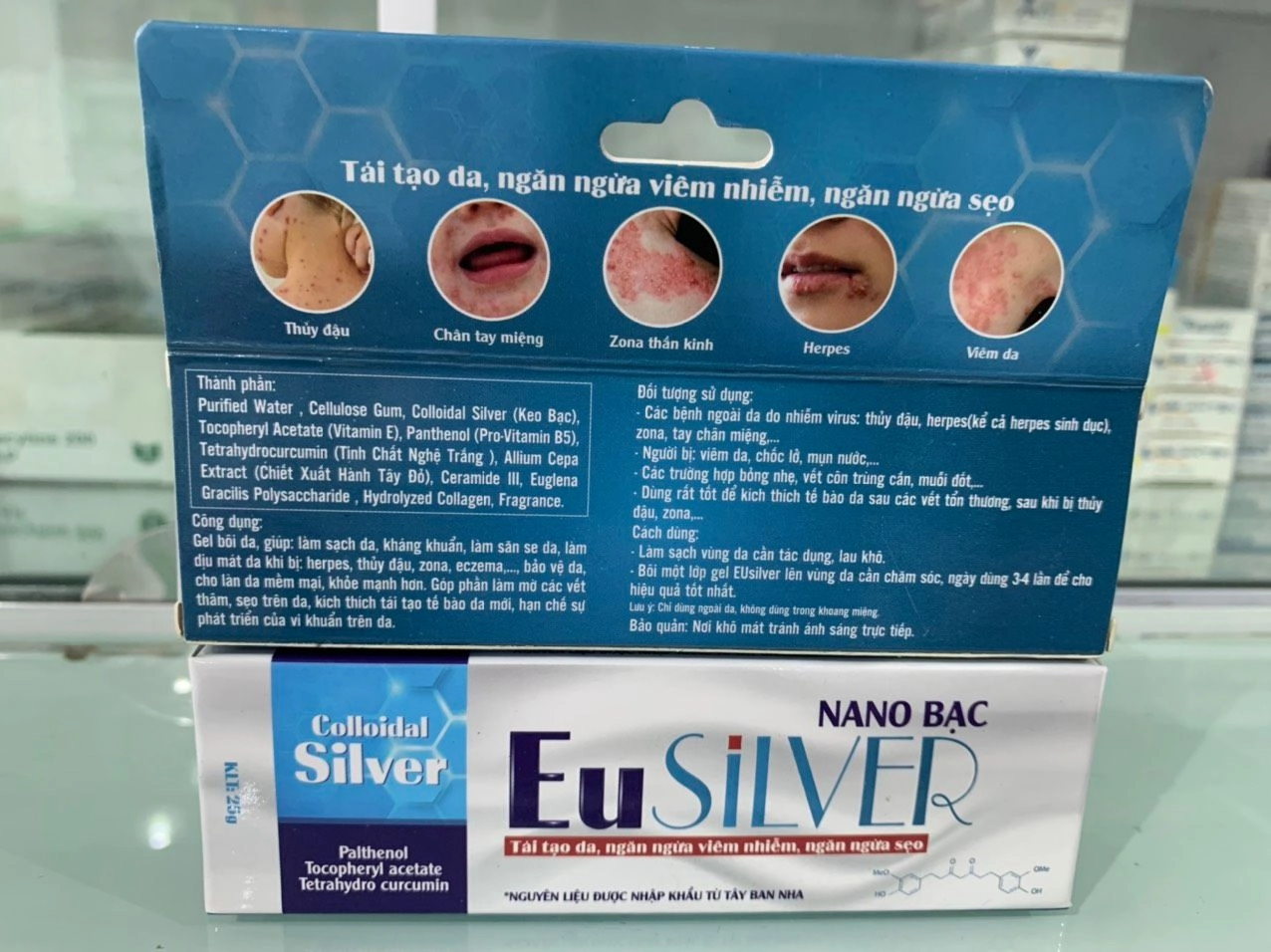 Tái tạo da, ngăn ngừa viêm nhiễm, ngăn ngừa sẹo Nano Bạc EuSilver hộp 1 tuýp 25g