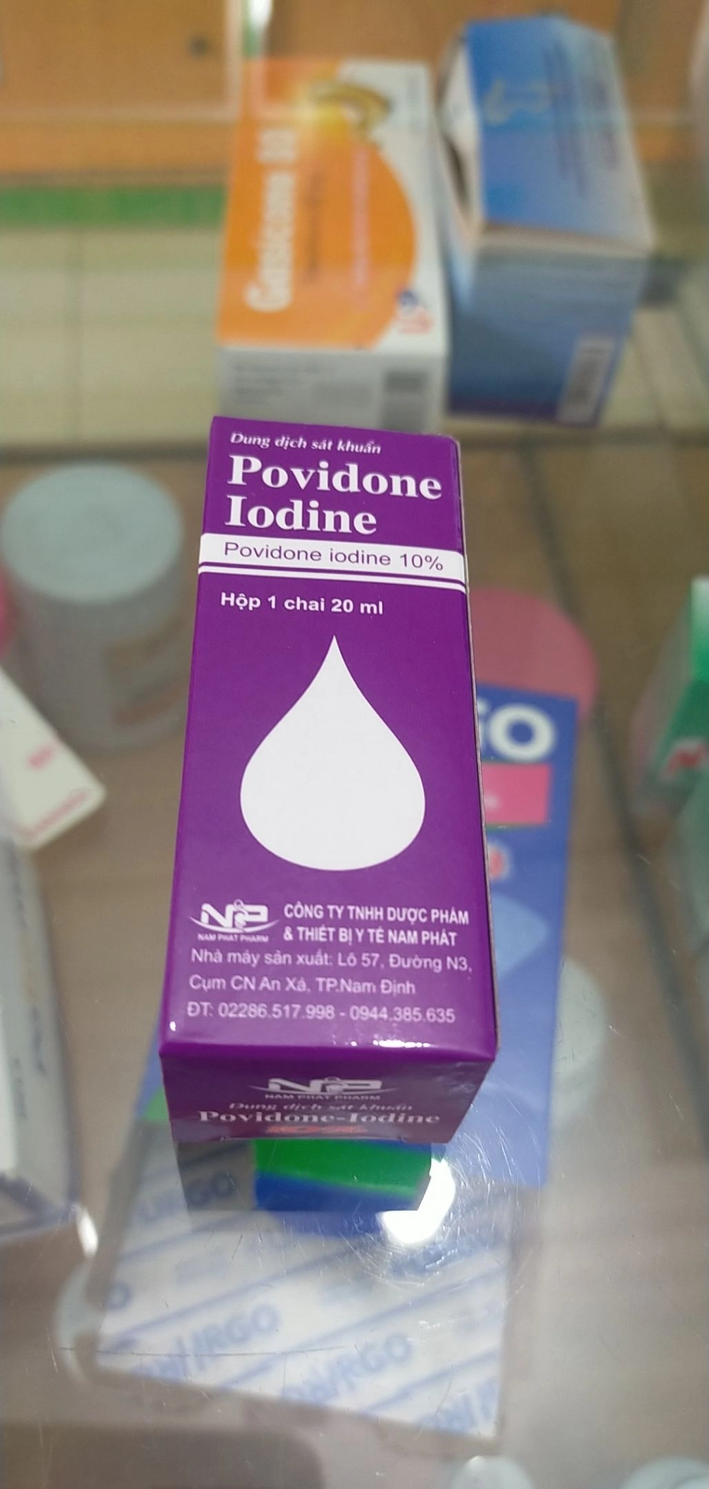 Dung dịch sát khuẩn Povidone Iodine (Nam Phát Pharma - hộp tím) hộp 1 chai 20ml