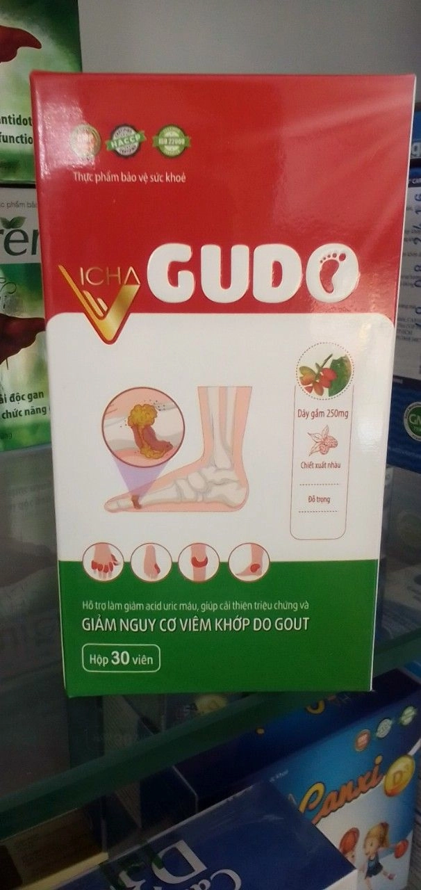 Hỗ trợ giảm acid uric, giảm viêm khớp do gout Vicha GUDO hộp 1 lọ 30 viên