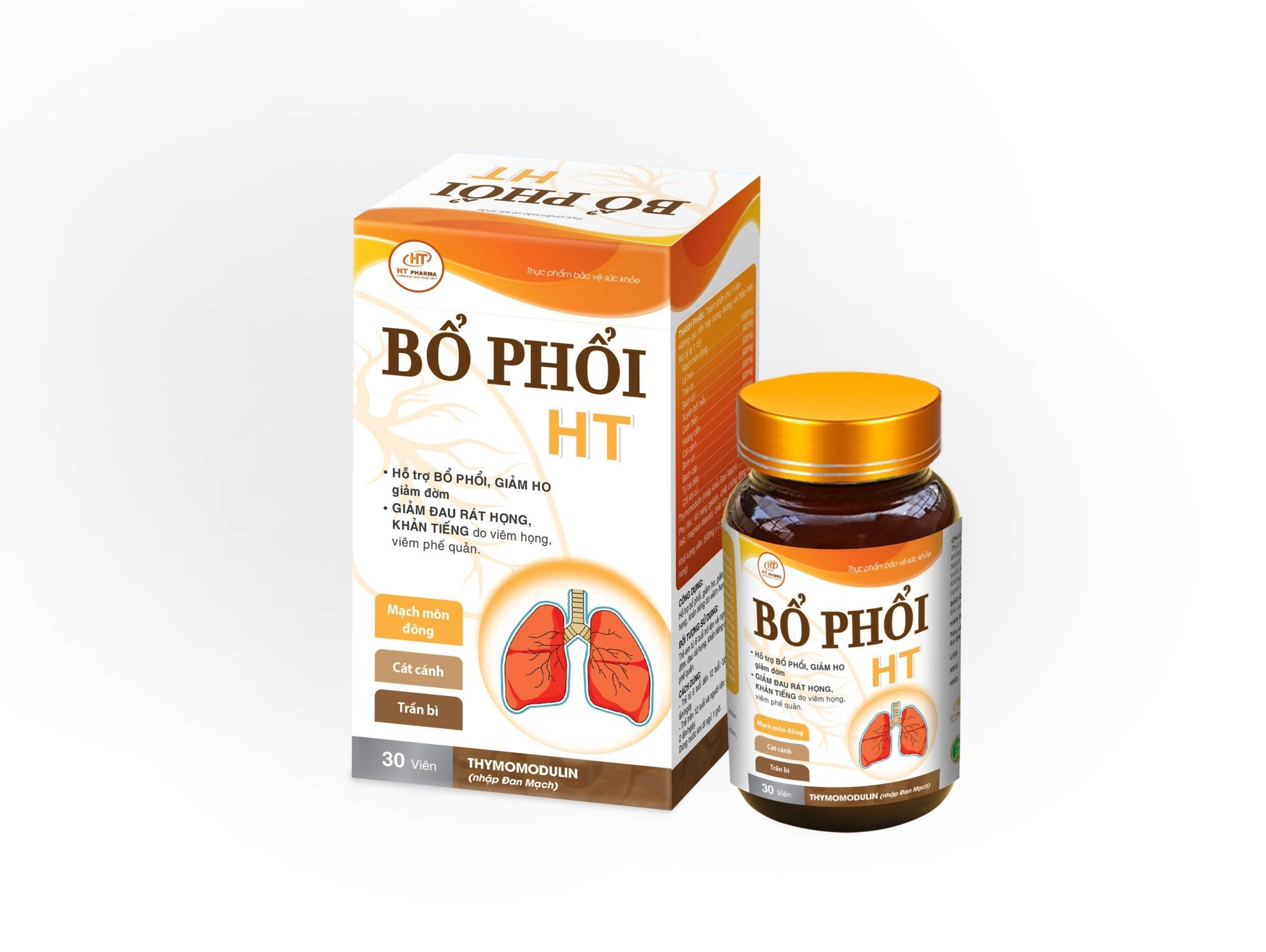 Hỗ trợ bổ phổi, giảm ho, giảm đờm Bổ Phổi HT hộp 1 lọ 30 viên nang cứng