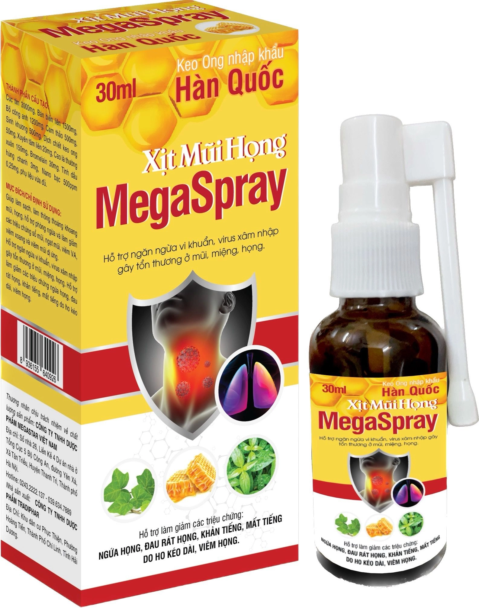Xịt mũi họng Megaspray hộp 1 chai 30ml