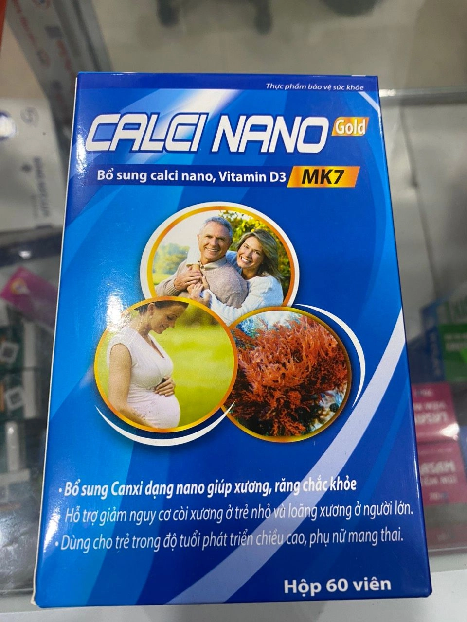 Bổ sung calci nano giúp xương, răng chắc khỏe CALCI NANO GOLD MK7 (Phúc Vinh) hộp 60 viên