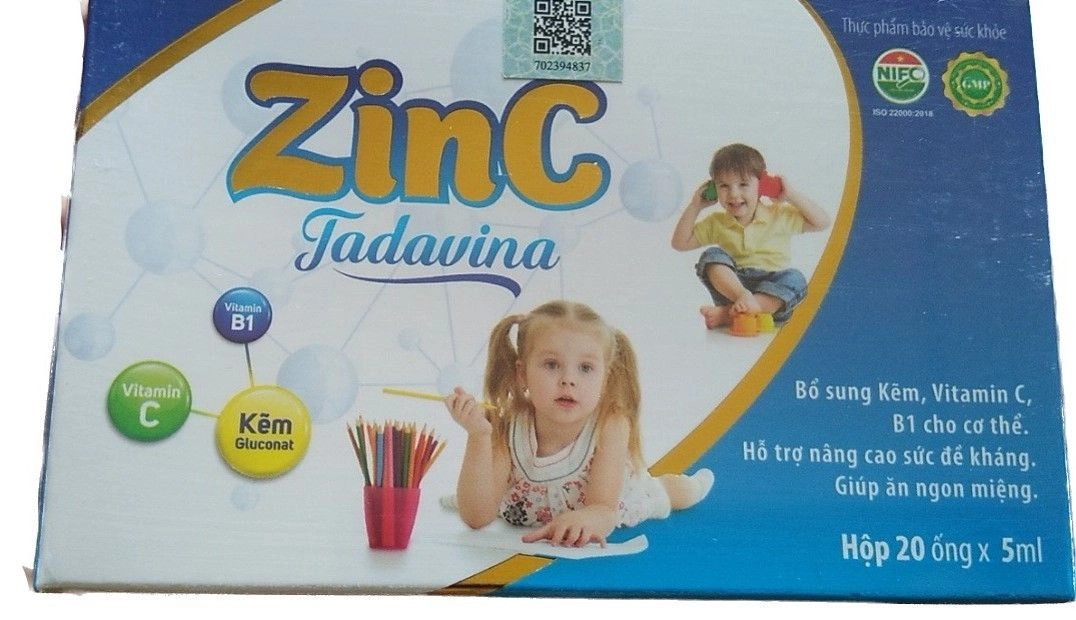 Bổ sung kẽm cho cơ thể Zinc Tadavina hộp 20 ống x 5ml