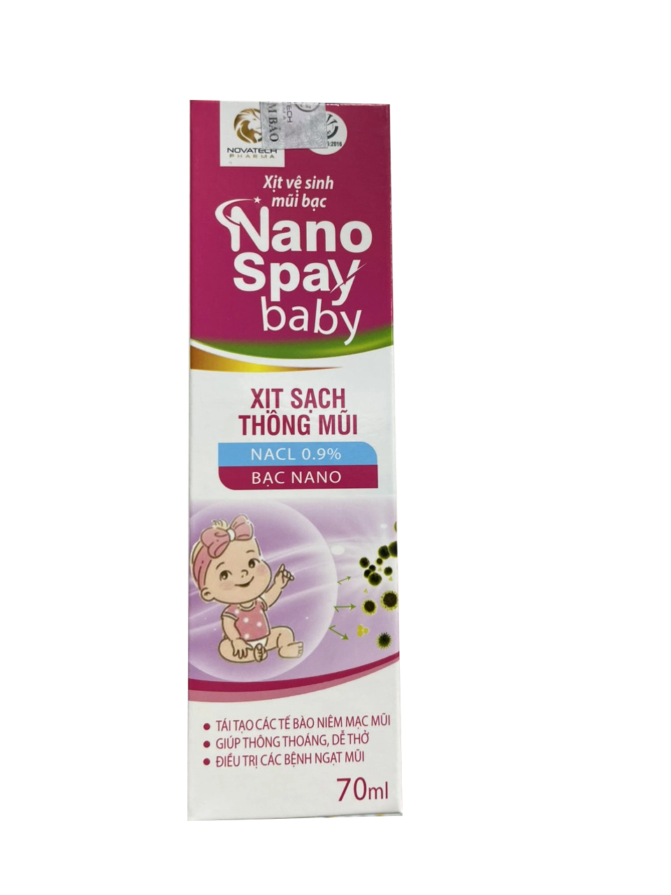 Dung dịch xịt mũi Nano Spray Baby Novatech hộp 1 chai 70ml
