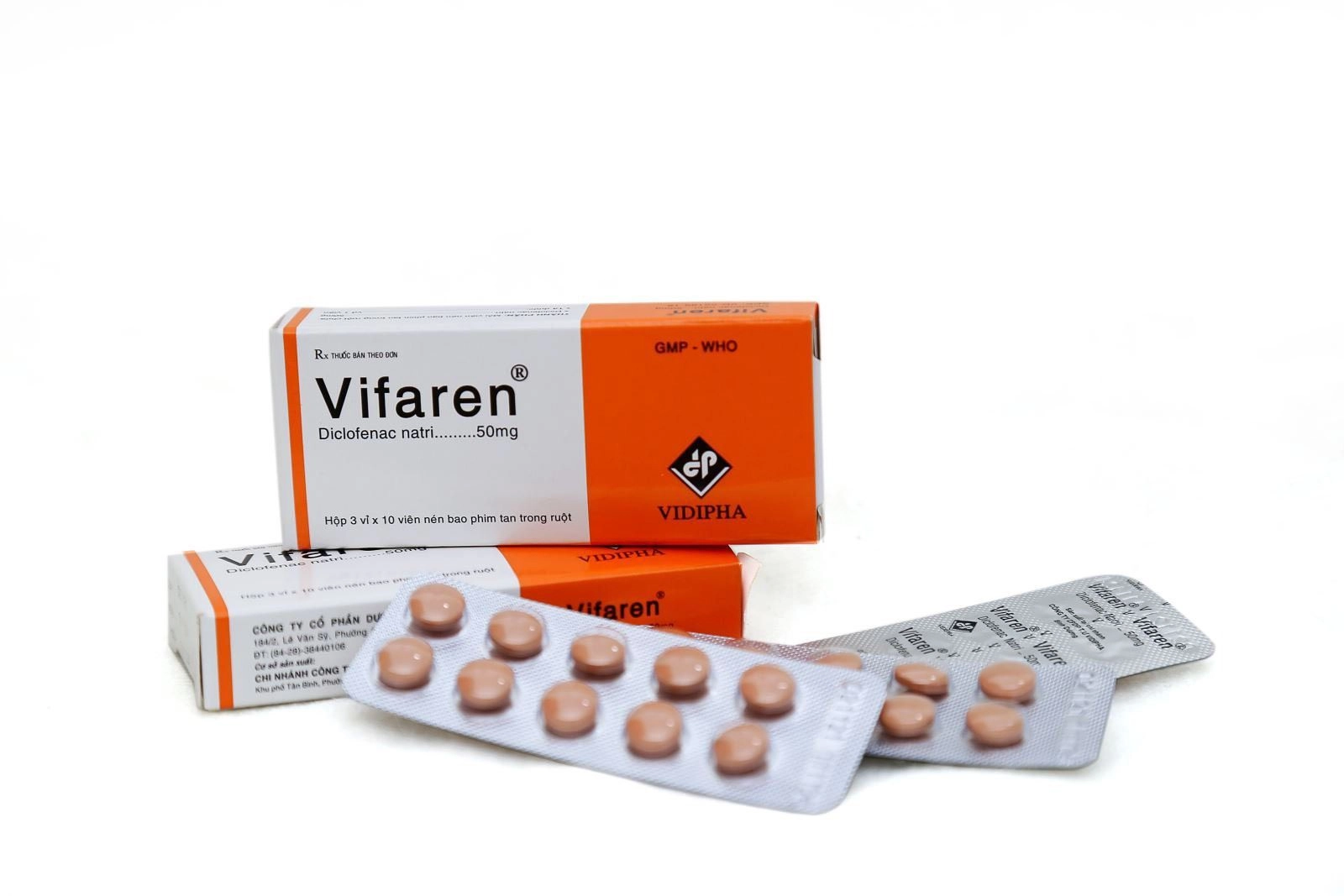 Thuốc giảm đau, kháng viêm Vifaren hộp 3 vỉ x 10 viên nén bao phim tan trong ruột