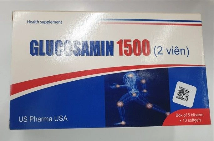Viên uống giúp tái tạo, phục hồi mô sụn khớp Glucosamin 1500 (2 viên) US Pharma USA hộp 5 vỉ x 10 viên nang mềm