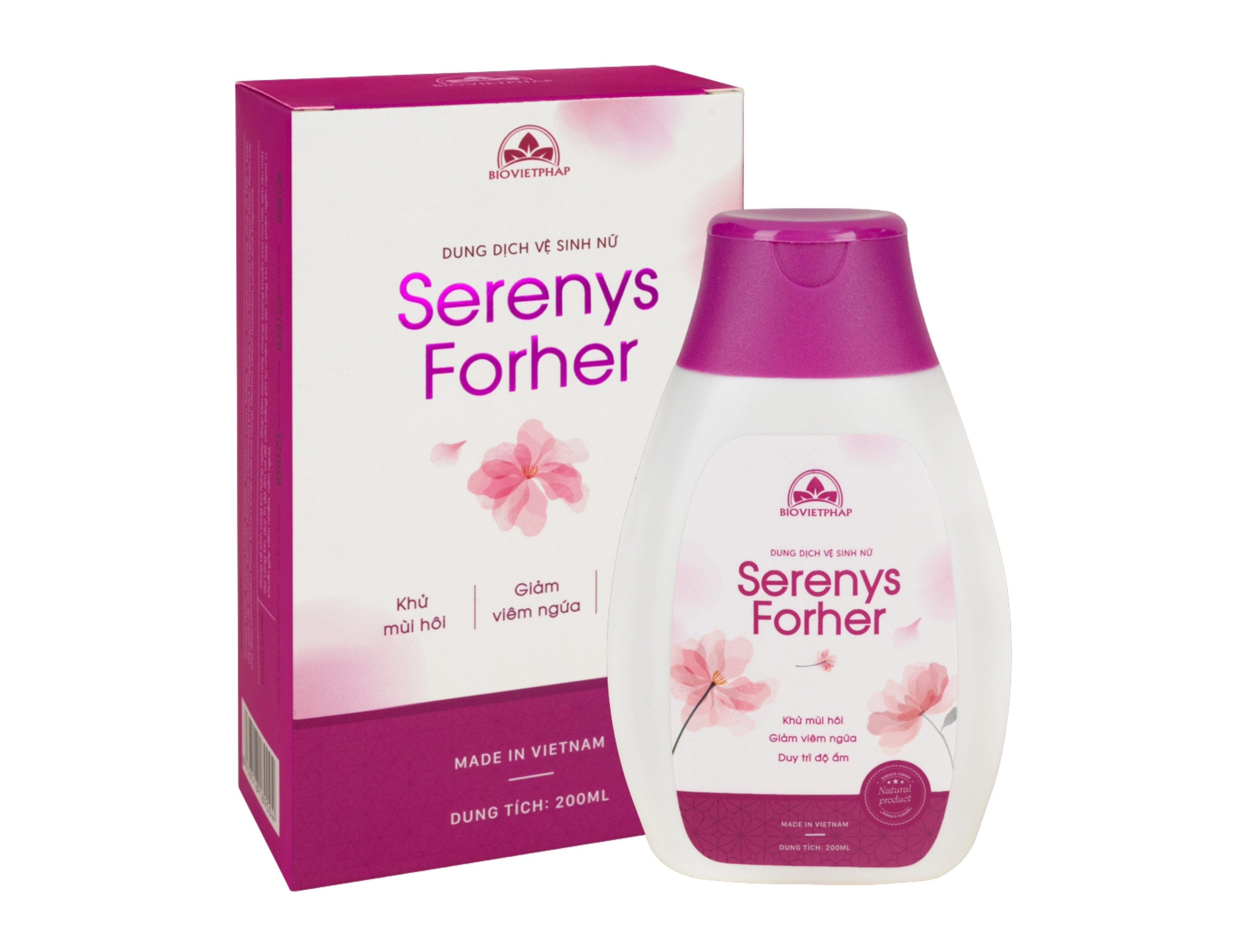 Dung dịch vệ sinh nữ Serenys Forher hộp 1 chai 200ml Tặng Xịt dưỡng tóc Serenys