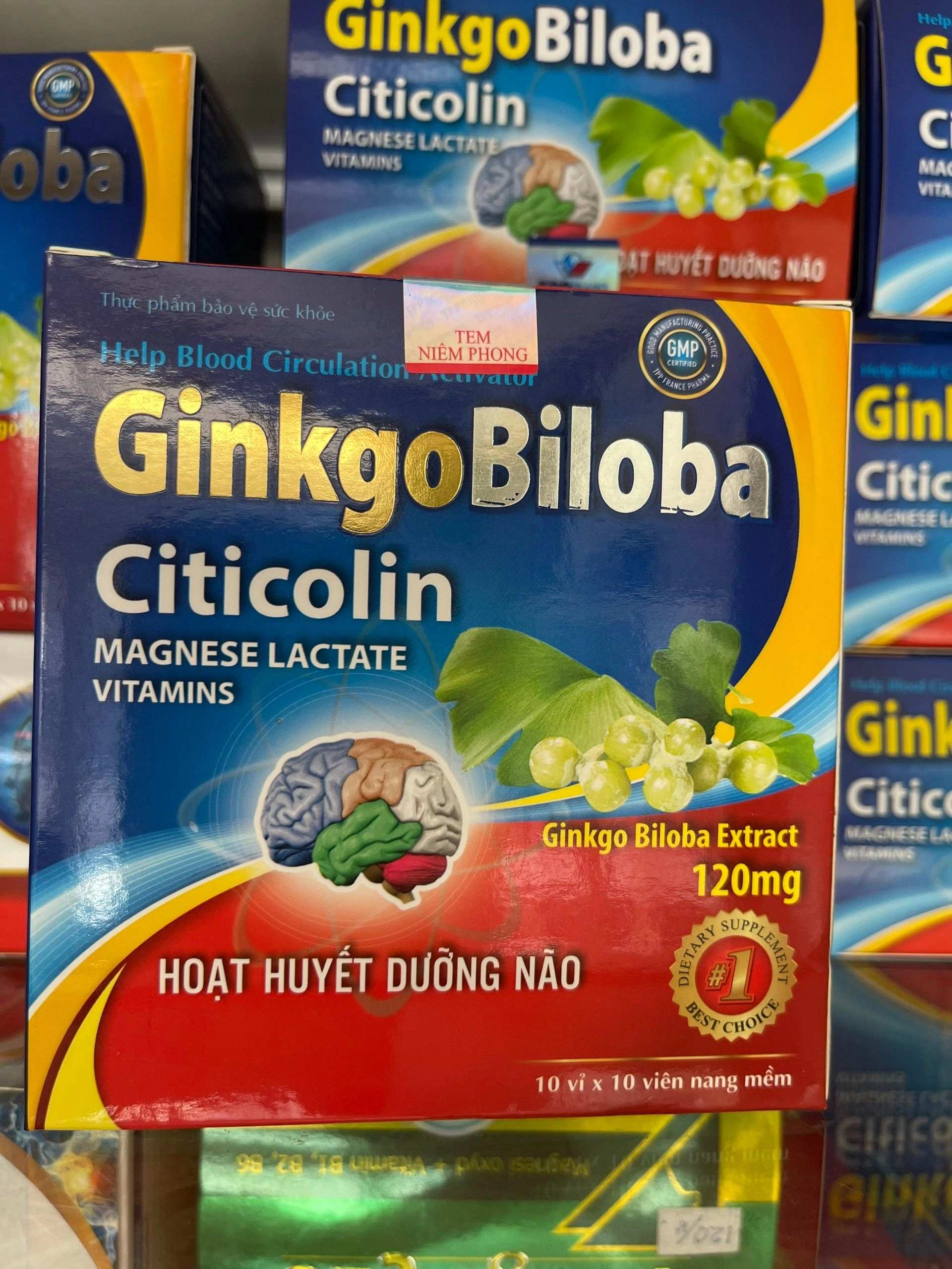 Giúp bổ dung dưỡng chất cho não Ginkgo Biloba Citicolin (TPP-FRANCE) hộp 10 vỉ x 10 viên