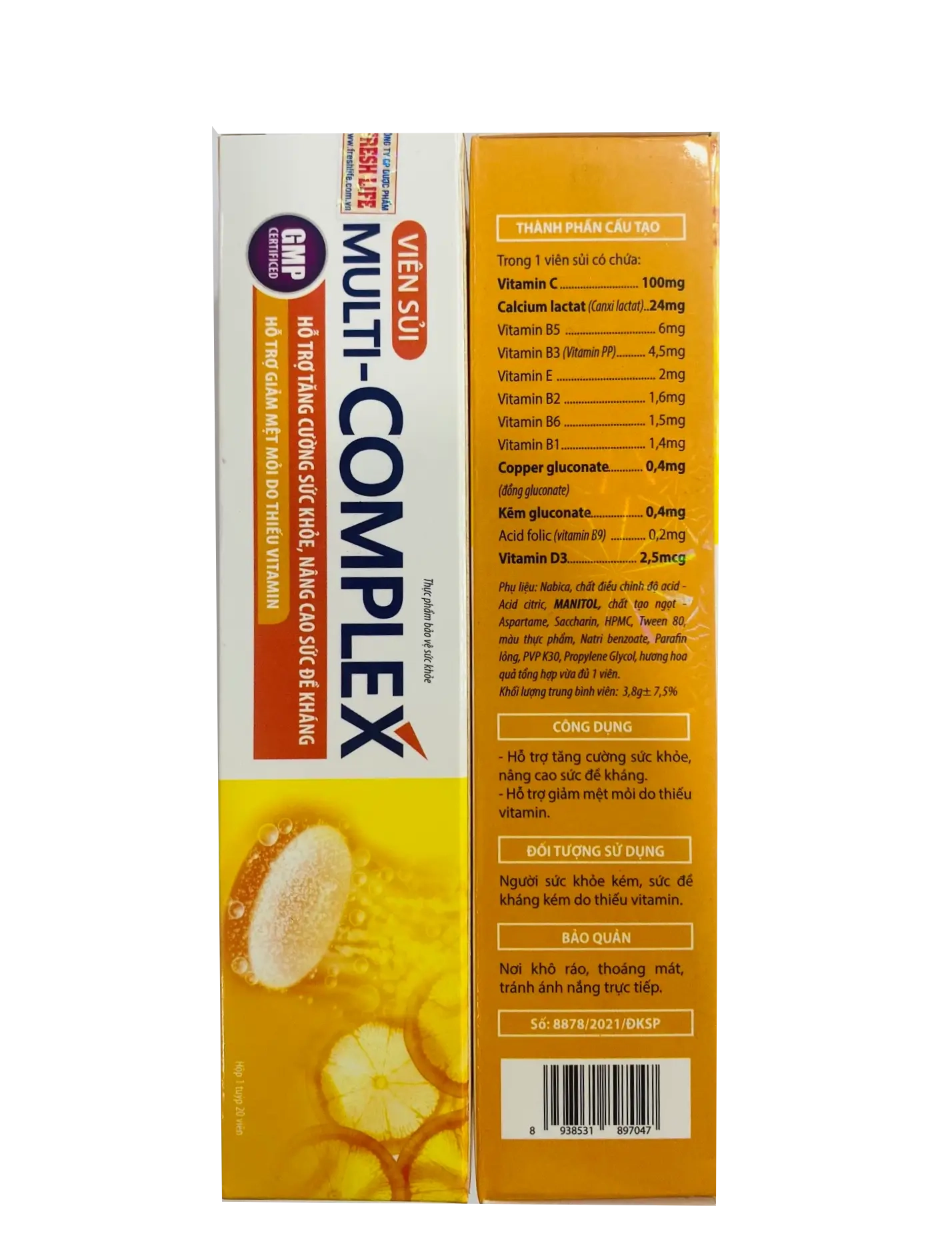 Viên sủi tăng cường sức đề kháng, bổ sung vitamin MULTI-COMPLEX tuýp 20 viên