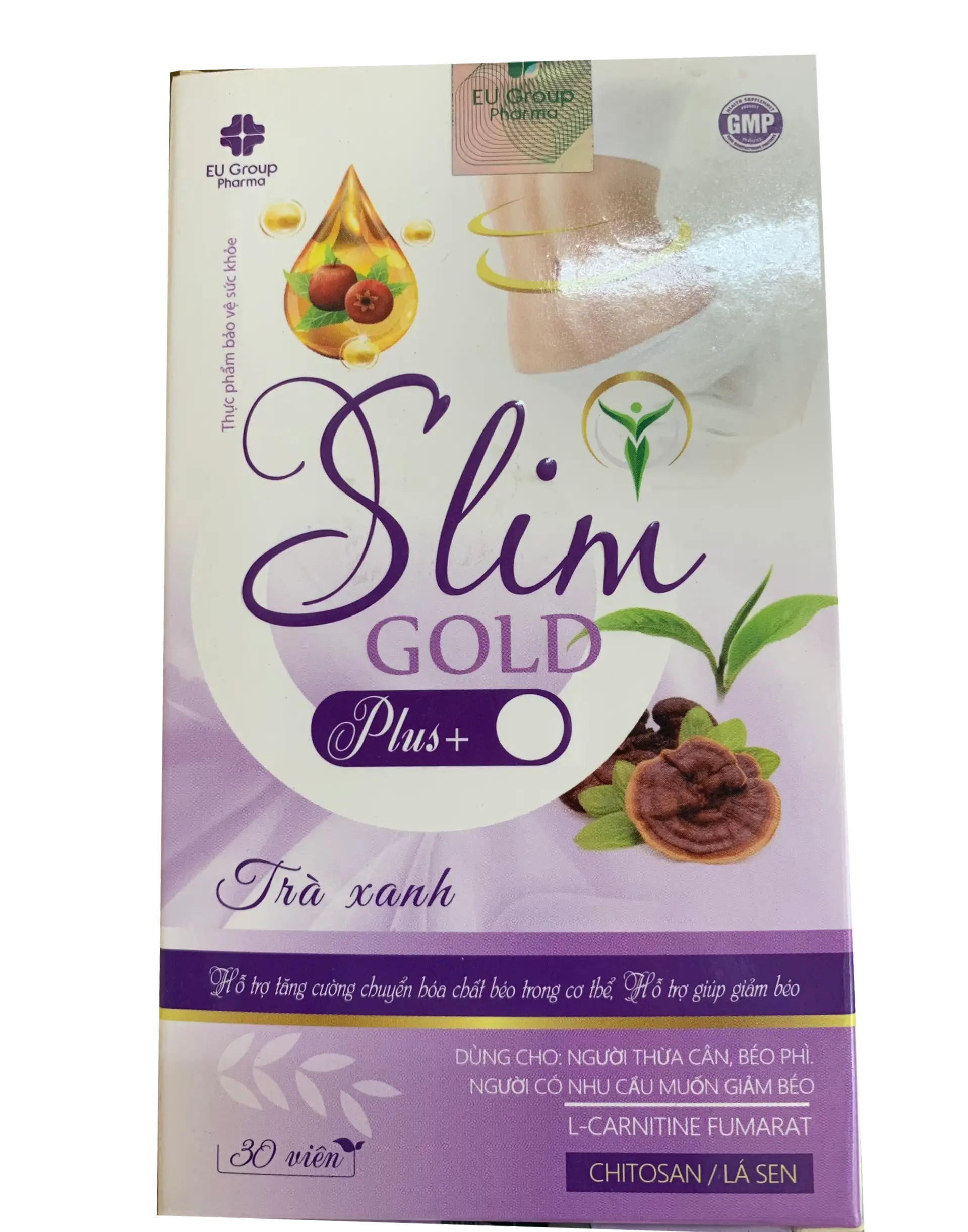 Viên uống hỗ trợ giảm cân Slim Gold Plus Trà Xanh (Eu Group) hộp 1 lọ 30 viên
