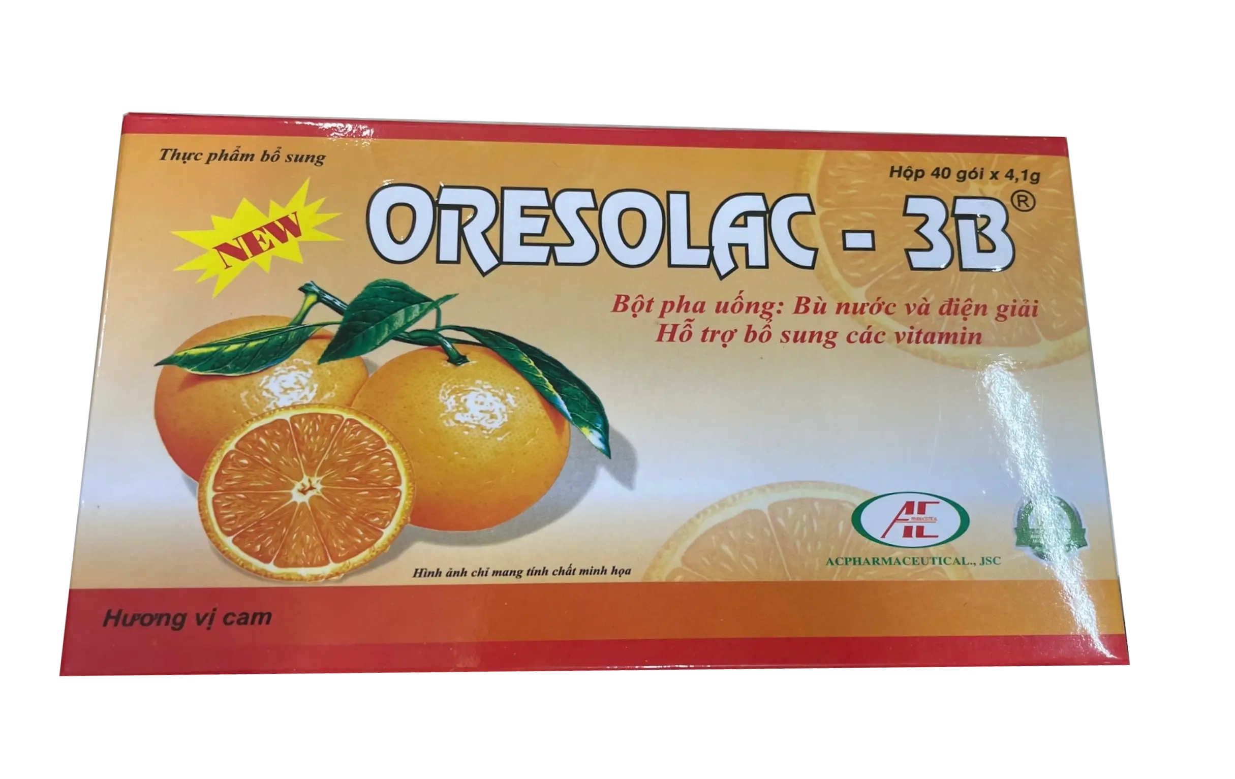 Bù nước và điện giải Oresolac - 3B (Á Châu) hộp 40 gói x 4.1g