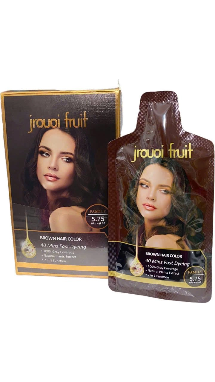 Dầu gội phủ bạc Jrouoi Fruit Family 5.75 màu hạt dẻ  hộp 8 gói