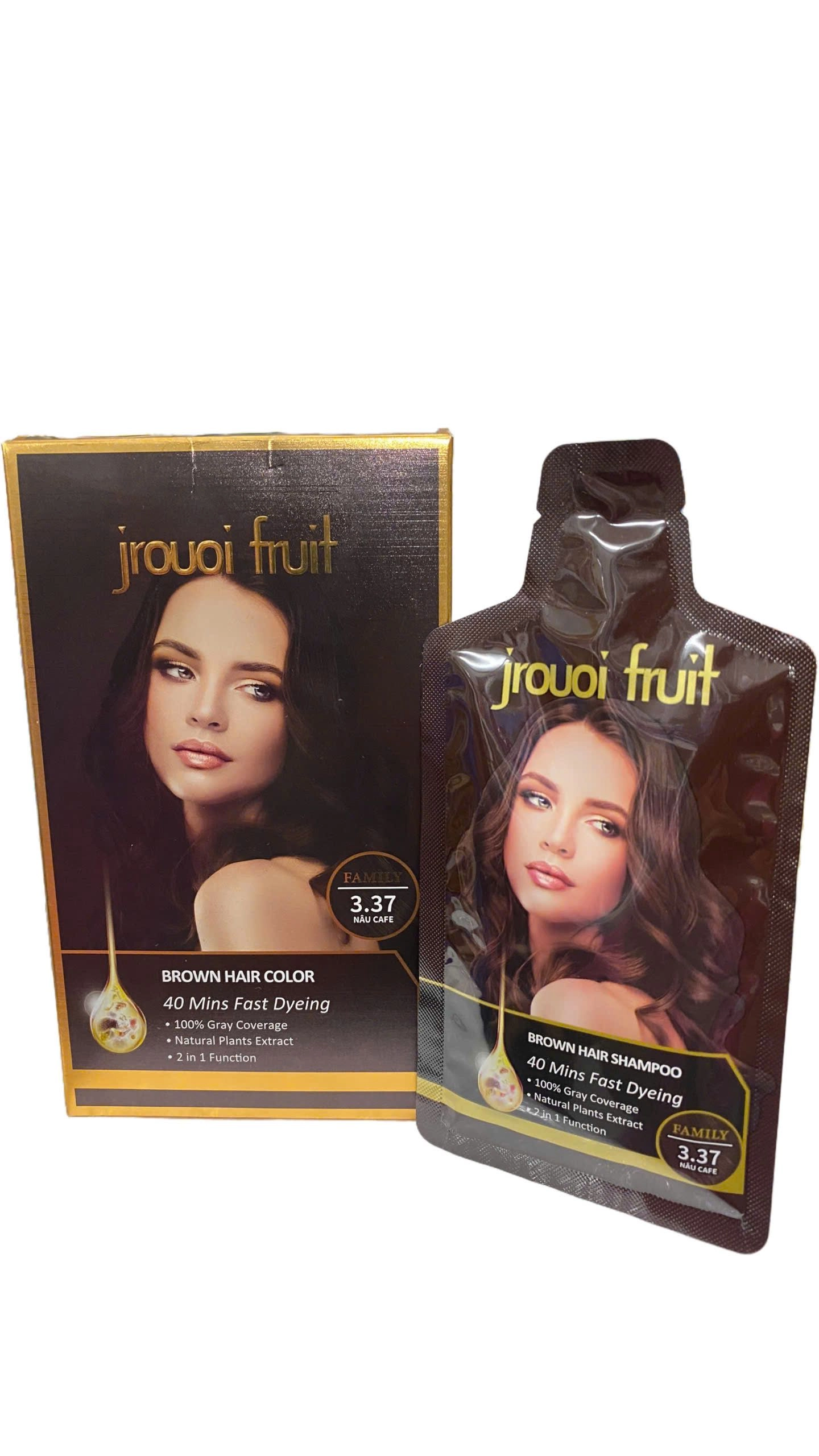Dầu gội phủ bạc Jrouoi Fruit Family 3.75 màu nâu cafe hộp 8 gói