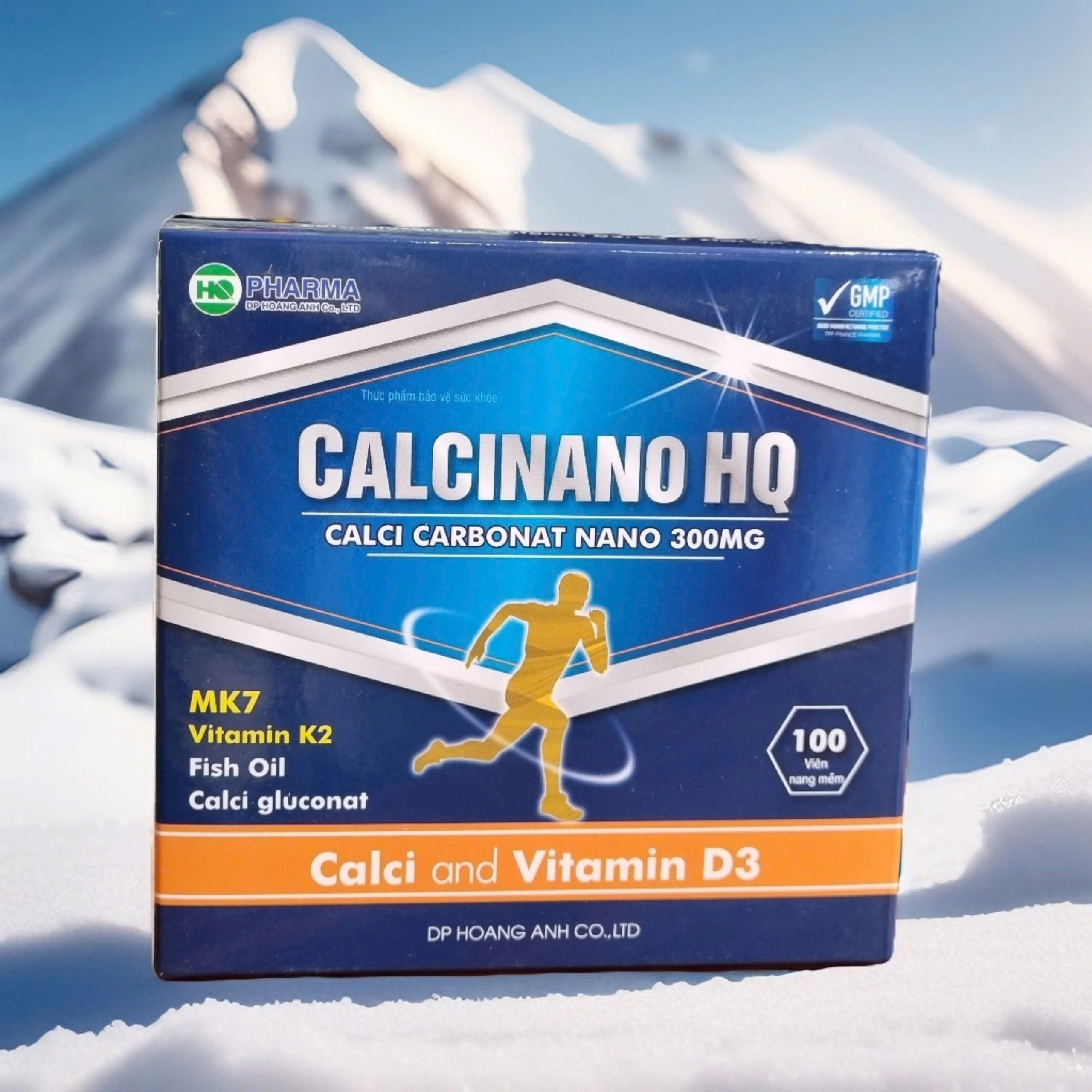 Viên uống bổ sung canxi Calcinano HQ hộp 100 viên