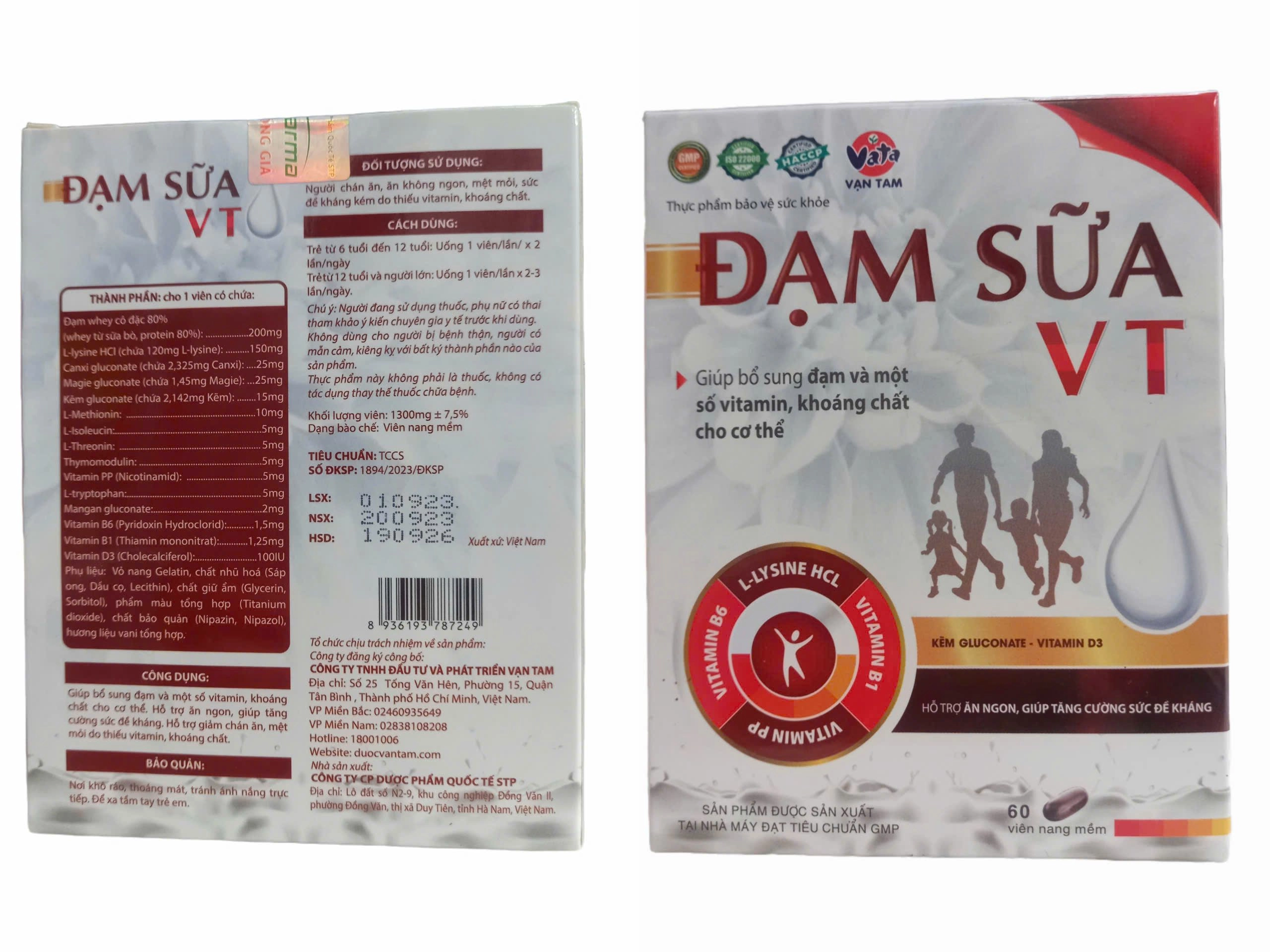 Bổ sung đạm và một số vitamin Đạm sữa VT hộp 60 viên