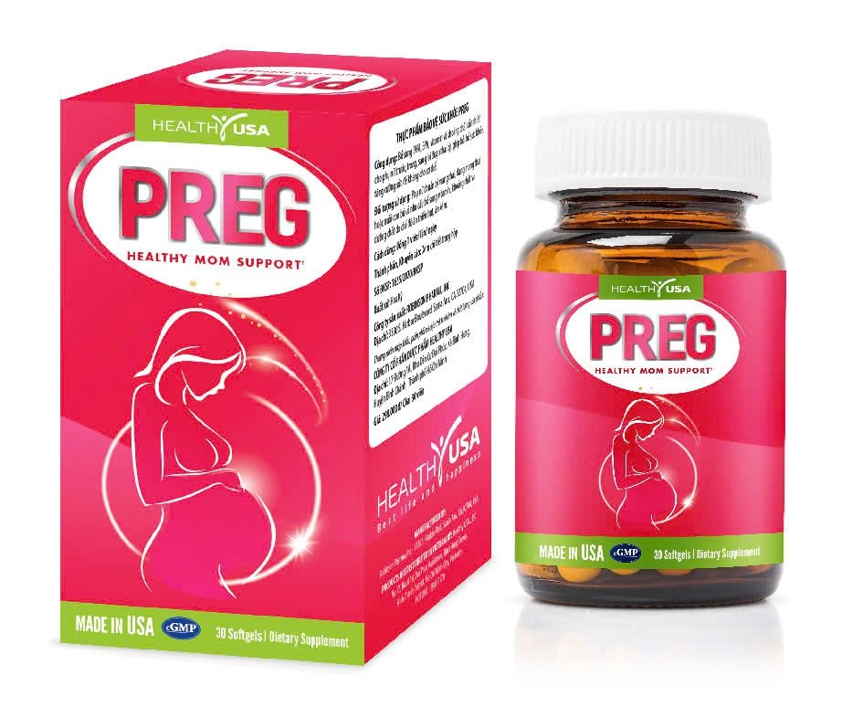 Bổ sung DHA, EPA, vitamin thai kỳ PREG Healthy USA hộp 1 lọ 30 viên