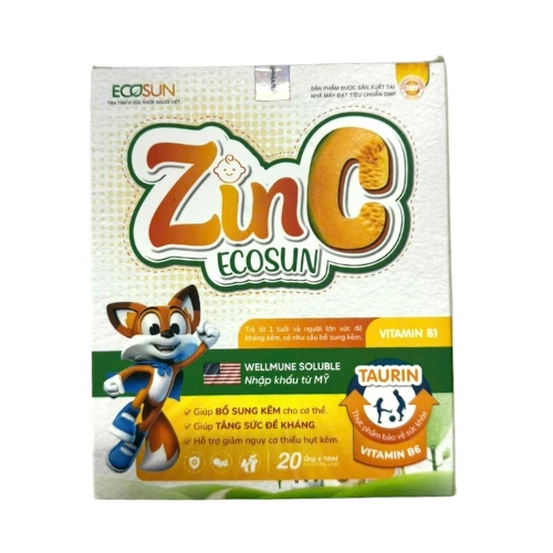 Hỗ trợ bổ sung kẽm cho cơ thể ZinC Ecosun hộp 20 ống x 10ml
