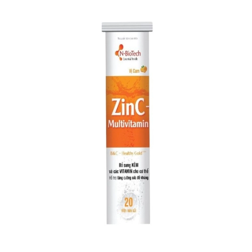 Hỗ trợ tăng cường sức đề kháng ZinC Multivitamin Vị Cam N-BioTech hộp 20 viên sủi