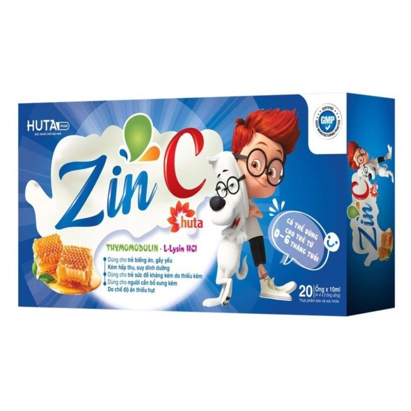 Bổ sung kẽm, tăng cường sức đề kháng ZinC Huta hộp 4 vỉ x 5 ống x 10ml
