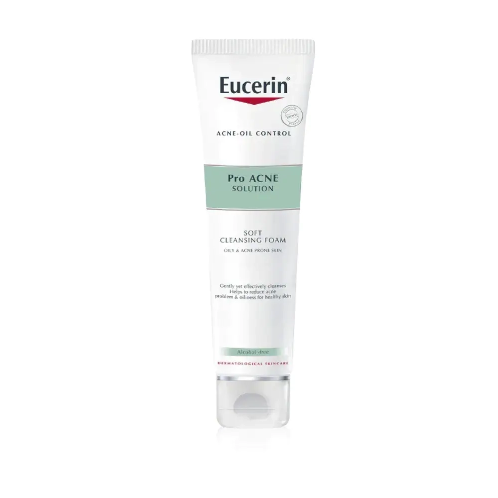 Sữa rửa mặt tạo bọt dịu nhẹ cho da mụn Eucerin Pro Acne Solution Soft Cleansing Foam tuýp 150g