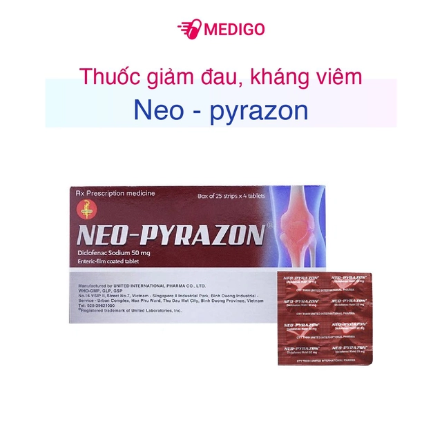 Thuốc giảm đau, kháng viêm Neo-Pyrazon 50mg hộp 100 viên