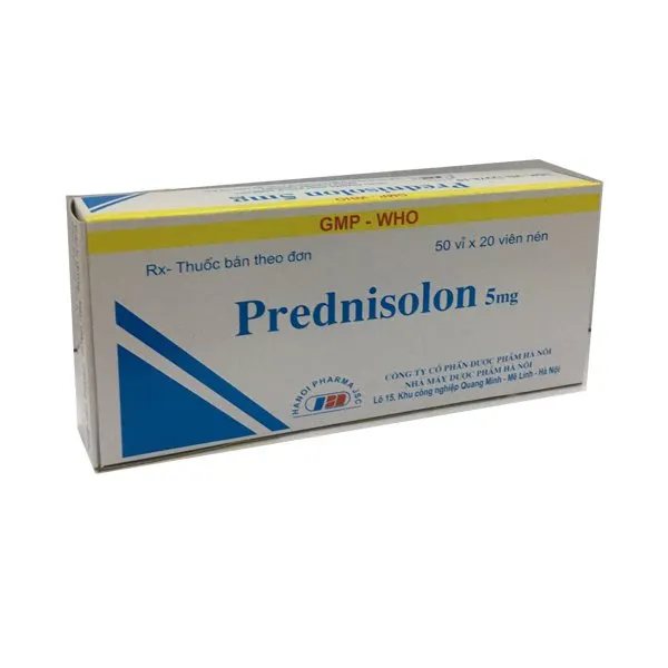 Thuốc kháng viêm Prednisolon 5mg (DP Hà Nội) hộp 50 vỉ x 20 viên nén